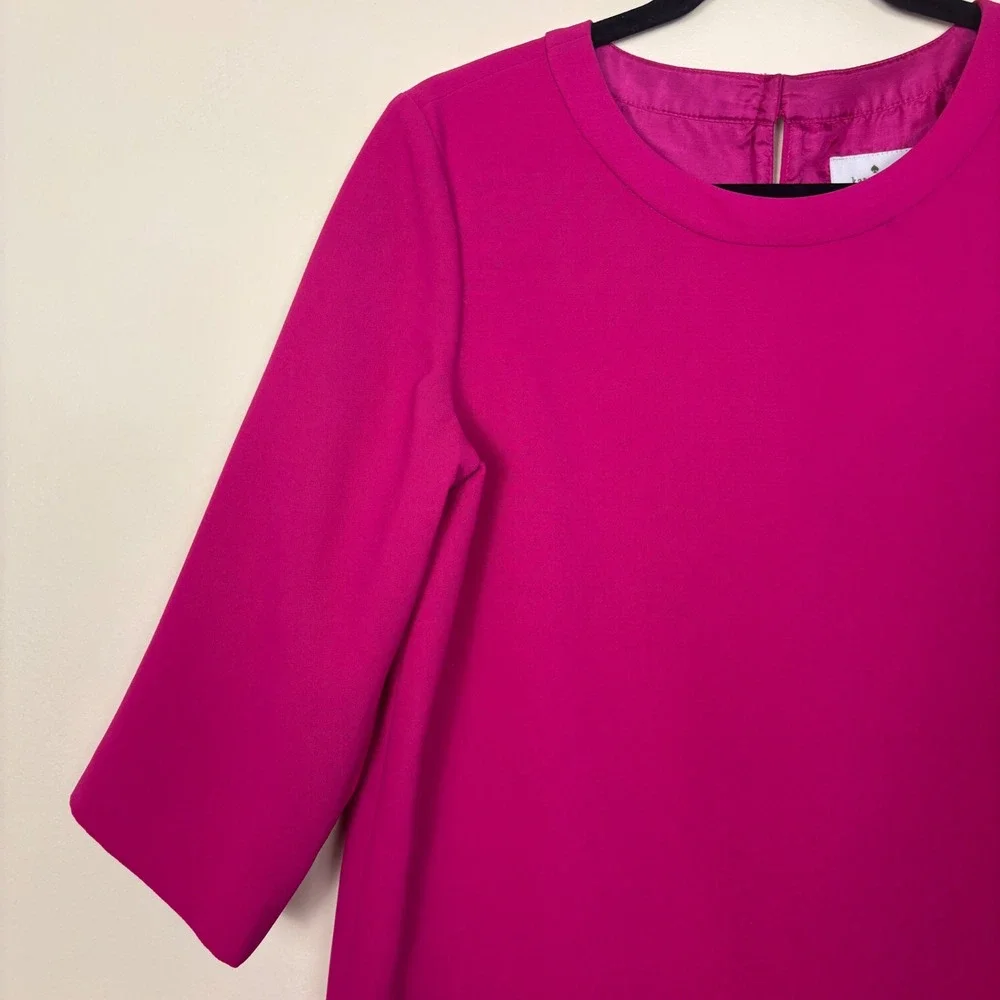KATE SPADE Demi Scallop Shift Mini Dress Sweetheart Pink Women Size 4 3/4 Sleeve